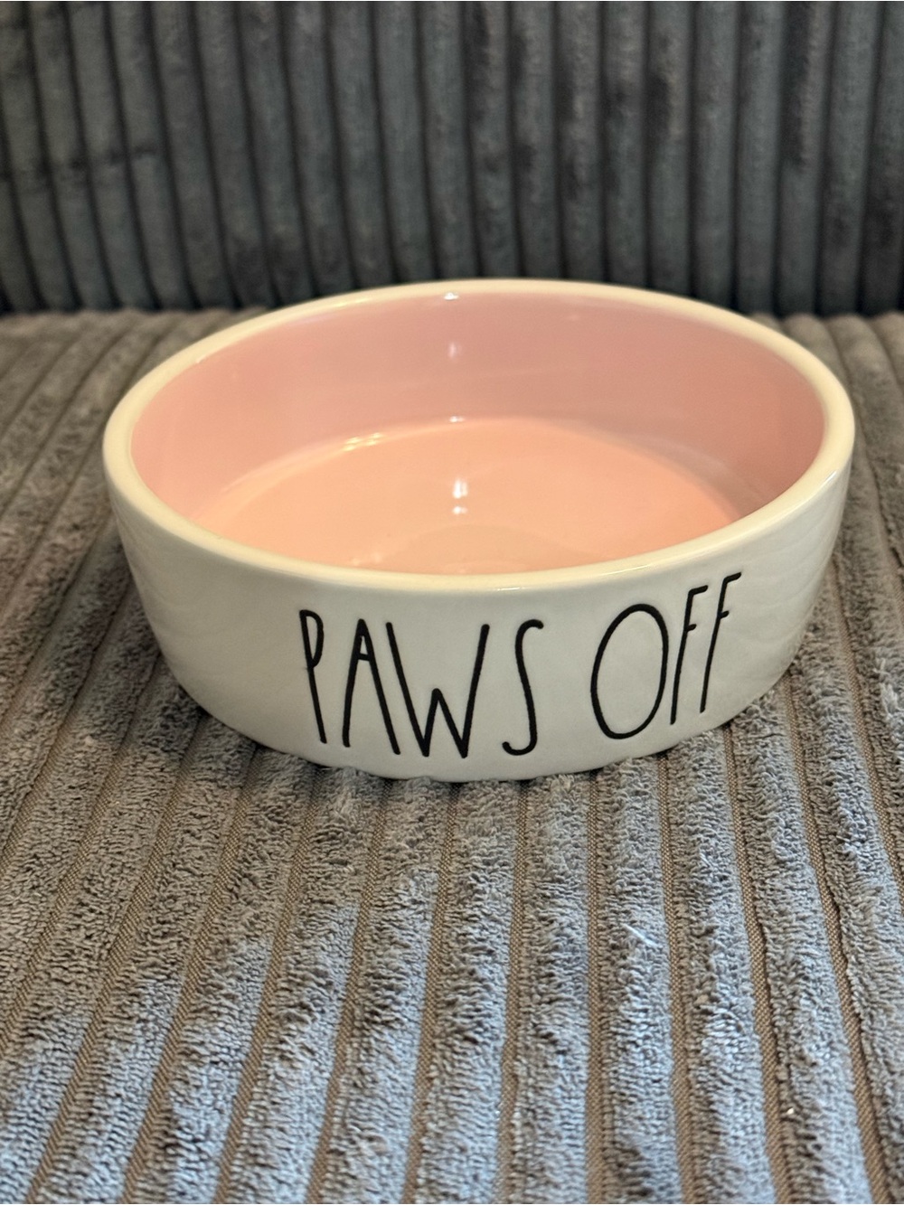 Rae Dunn “Paws Off” White Ceramic Cat 🐈⬛ Bowl w/ Pink Int NWT